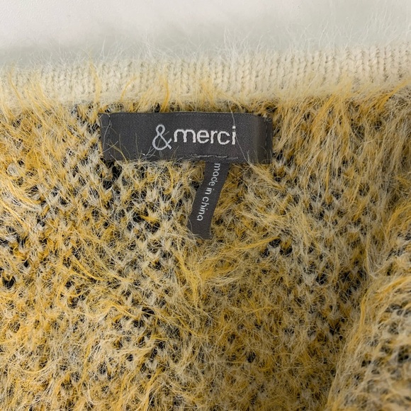 & Merci Boho Cheetah Print Fuzzy Cardigan Sweater Size Medium - Picture 9 of 9